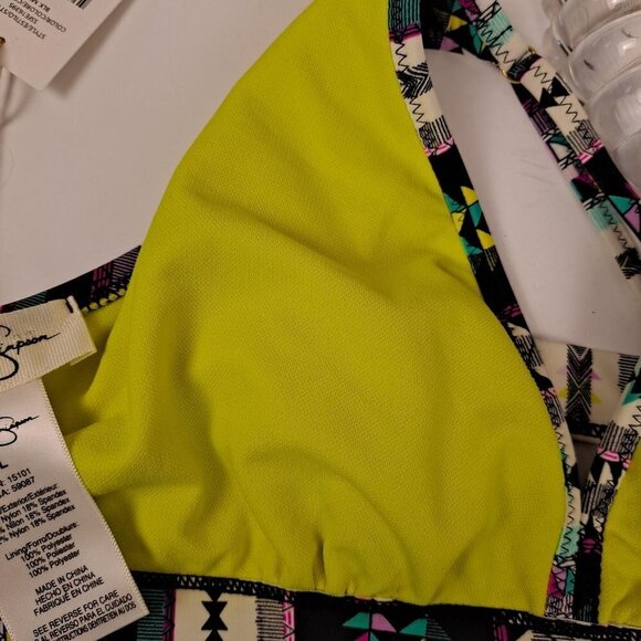 Jessica Simpson Size Large Geometric Print Racerback Bikini Top No Padding NWT - Picture 6 of 9